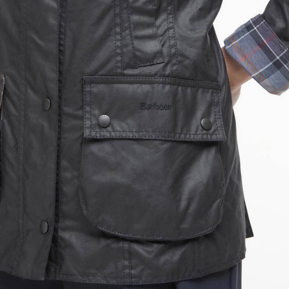 NWT Barbour Beadnell Waxed Jacket Black US 14 - Picture 7 of 11